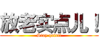 放老实点儿！ (Stay quiet!)