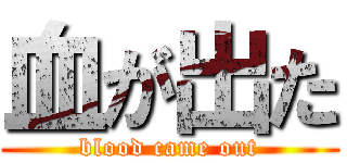 血が出た (blood came out)
