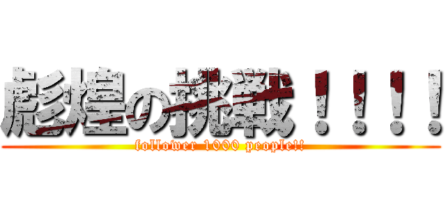 彪煌の挑戦！！！！ (follower 1000 people!!)