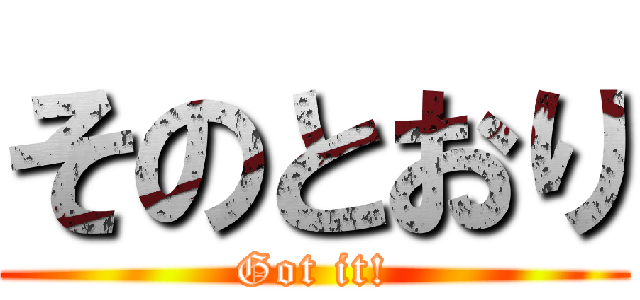 そのとおり (Got it!)