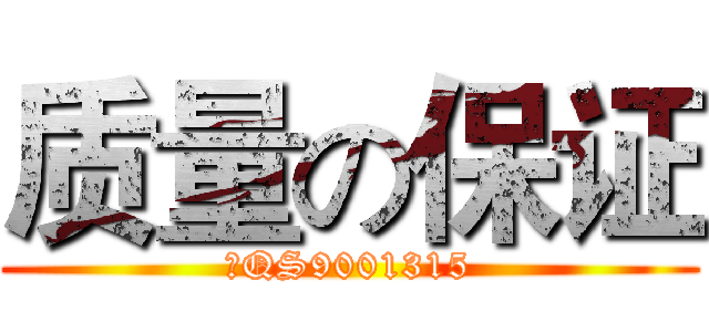 质量の保证 (国QS9001315)