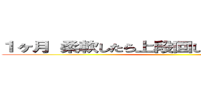 １ヶ月 柔軟したら上段回し蹴り俺でもできる説 ()