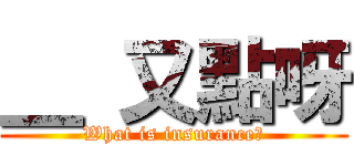 ＿ 又點呀 (What is insurance?)