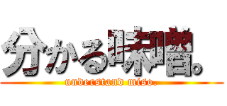 分かる味噌。 (understand miso.)