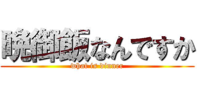 晩御飯なんですか (what is dinner)