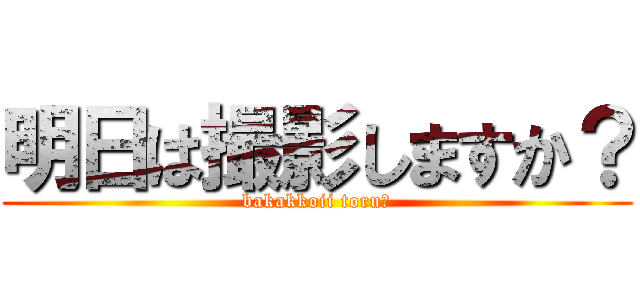 明日は撮影しますか？ (bakakkoii toru?)