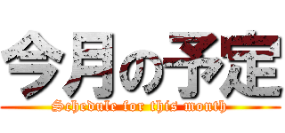 今月の予定 (Schedule for this month)