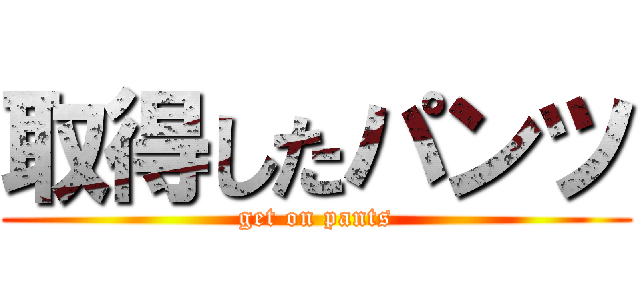 取得したパンツ (get on pants)