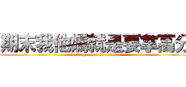 期末我他媽就是要拿高分 (fucking exam im winner)