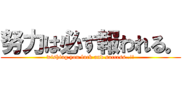 努力は必ず報われる。 (wishing you luck and success..!!)