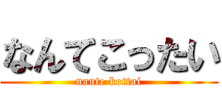 なんてこったい (nante kottai)