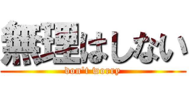 無理はしない (don't worry)