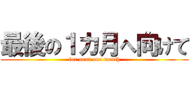 最後の１カ月へ向けて (for next one month)